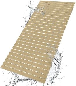 BEMISO Shower Mat Non Slip Bathtub Mat with Suction Cups and Drain Holes 37.4 x15.7 Inch Bath Mat for Tub & Shower.Easy Dry,Easy to Cut,Eco-Friendly