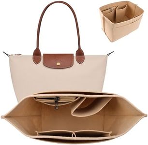 Azjachiny Purse Organizer Insert with Multi-Pocket, Felt Tote Bag Organizer for Women, Suit for Large Longchamp Bag Insert & Long Handle Le Pliage Handbags (Beige2, Medium)