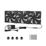 Qirssyn 3 x 120mm Computer Fan with AC Plug 110V - 240V, High CFM Computer Fan with Speed Controller, Cooling for Small DIY Project, Small Window, RV Fridge, Cabinet, Server, Audio Receiver