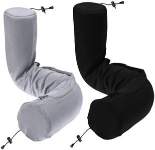 Dot&Dot Twist Memory Foam Travel Pillow for Airplanes - Travel Neck Pillow for Sleeping - Airplane Pillow for Neck Support, Chin, Lumbar and Leg - Adjustable, Bendable Neck Roll Pillow (Gray Black AC)