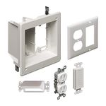 Arlington TVBR505K-1 TV Box Recessed Kit with Outlet and Wall Plates, 2-Gang, White, 1-Pack