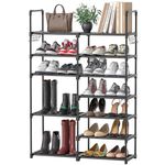 Mavivegue 7-Tier Shoe Rack Storage Organizer, Tall Free Standing Shoe Shelf, Metal Shoe Rack, Large Shoes Organizer (Black)