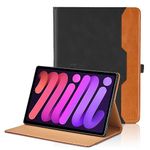 Case for iPad Mini 6 2021 - [Wake/Sleep] Multi-Angle Viewing Stand PU Leather Tablet Case with Hand Strap Pocket Smart Cover for iPad Mini 6th Generation 8.3 inch - Black