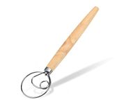 ds. distinctive style Danish Dough Whisk 13 Inch 304 Stainless Steel Dutch Bread Whisk Wooden Handle Sourdough Stir Stick