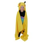 Character World Official Pokemon Hooded Fleece Throw Blanket | Super Soft Warm Throw, Smiles Design with Pikachu Head | Perfect For Home, Bedroom, Sleepovers & Camping | Size 100 x 120cm