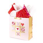 Hallmark Signature 10" Large Gift Bag with Tissue Paper - Tic Tac XOXO for Anniversary, Valentines Day, Engagements, Sweetest Day and More