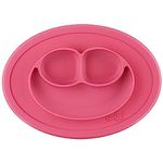 ezpz Mini Mat - 100% Food Grade Silicone Suction Divided Plate with Built-in Placemat for Infants + Toddlers Promotes Baby Self-Feeding for Highchair, Dining Table - Microwave Safe - 6 Months+ (Pink)