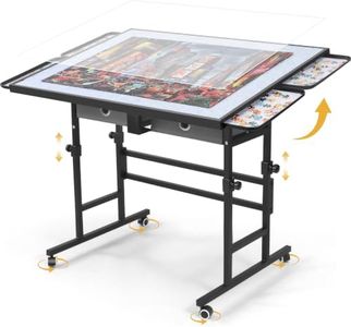 BuilderButler 1500 Pieces Metal Frame Puzzle Table with Wheels, 33.43" x 24.92" Adjustable Height & 45° Tilting Jigsaw Board with Drawers & Cover, Also Ideal as Fuse Beads Table for Adults