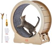 VEVOR Cat Exercise Wheel, Large Cat Treadmill Wheel for Indoor Cats, 29.5 inch Running Wheel with Detachable Carpet and Teaser for Running/Walking/Training, Suitable for Most Cats