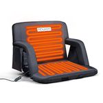 PEXMOR 25'' Heated Stadium Seat for Bleachers with Back Support & Carrying Bag, 3 Level Heating Back & Bottom, 5 Reclining Chair w/Armrest Detachable Pocket, USB Battery Excluded