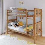 Max & Lily Bunk Bed Twin over Twin, Solid Wood Bunk Bed Frame with Ladder for Kids, 14" Safety Guardrails, Easy Assembly, No Box Spring Needed, Pecan