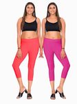 Combo Pack of 02 Capris/Leggings for Women/Girls in Style 3/4 (in, Alpha, XS, Regular, Pink & Aurelia Peach)