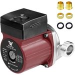 WiseWater 304 Stainless Steel Hot Water Recirculating Pump, 3-Speed with 3/4'' NPT Adapters, 110 V Pressure Booster Pump for Floor Heating, Radiator Heating, Hot Water Supply (Red)