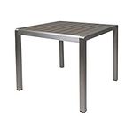 Christopher Knight Home 307015 Louie Coral Outdoor Dining Anodized Aluminum-Faux Wood Table Top-Square Gray-35, Silver + Gray