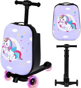 Kids Ride-On Luggage, Scooter Carry-On Suitcase with LED Wheels, 22-inch