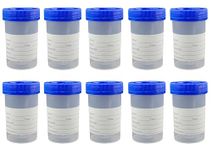 10Pcs 2oz/60ml Sterile Specimen Cups,Each Sterile Specimen Cup has a Tight-Fitting Screw Cap,Used to Collect Liquid，Solid or Powder specimens.（Blue lid）