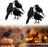 Fake Raven Black Feathered Crow, Realistic Crows Fake Raven for Halloween Decorations, Lifelike Raven Prop Raven Statue for Tree Haunted House Graveyard Tombstone Halloween Decor (6 Pcs)