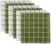 DII Basic Terry Collection Windowpane Dishcloth Set, 12x12, Antique Green, 6 Piece