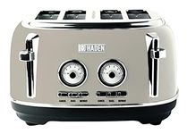 Haden Dorset 75039 Stainless Steel 1500W Retro Toaster 4 Slice Wide Slot w/Removable Crumb Tray and Settings, Putty Beige Toasters w/Adjustable Browning Control, Smart Toaster