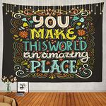 Shrahala School Inspirational Words Wall Tapestry, Motivational Quote Unique Handdrawn Lettering Wall Hanging Large Tapestry Decoration Polyester Fiber for Dorm Room Bedroom 51.2" L x 59.1" W