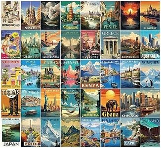 97 DECOR Vintage Travel Decor Posters - World Travel Wall Art Prints, Retro Popular Cities Photo Collage Kit, Trendy City Landscape Aesthetic Pictures for Teen Dorm Bedroom Decorations (40 Pcs, 4"x6" | 10x15cm)