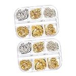 Healeved 2 Boxes Nail Chain Jewelry Nail Sticker Nail Art Jewels Nails Decoration Metal Trim Punk Jewelry Nail Flatback Charm Rhinestones Nail Chains Jewelry Accessories Diamond Zinc Alloy