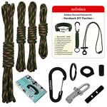 aufodara Outdoor Survival Paracord Kit Making Set DIY Weaving Paracord Bracelet, Paracord Key Chain, Pacrcord Necklace with Fire Steel (Green Camouflage)