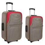 TRUMPKIN Trolley Bag Set 55 Cm & 65 Cm Set Of 2 Polyester Soft-Sided 2 Spinner Small And Medium Suitcase For Travel (Combo, Brown Red)