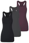 TAIPOVE Plus Size Tank Tops for Women Extra Long Workout Racerback Tanks Cotton Camisole Sleeveless Undershirts 3 Pcs