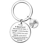 SMARGO To My Bestie Friendship Keyring Gifts For Best Friends Women Girls Because Of You I Laugh A Little Harder Unbiological Sister Birthday Christmas Gifts