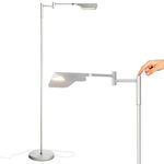 Brightech Leaf - Adjustable Pharmacy LED Floor Lamp for Reading, Crafts & Precise Tasks - Standing Bright Light for Living Room, Sewing - Great Lighting for Office Desks & Tables - Platinum Silver