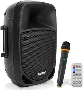 Pyle 800W Portable Bluetooth PA Speaker - 8’’ Subwoofer, LED Battery Indicator Lights w/ Built-in Rechargeable Battery, MP3/USB/SD Card Reader, and UHF Wireless Microphone - Pyle PSBT85A,Black