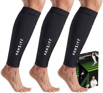 NEWZILL Calf Compression Sleeve for Men & Women | Footless Compression Socks for Shin Splint Relief, Varicose Veins | Perfect Leg Sleeve for Running, Travel, Nursing, Work, Fitness (Black 3Pairs XXL)