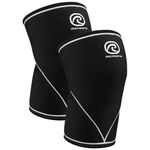 Rehband 7051 Classic 7mm V-Knee-Sleeve for Weightlifting, Competition Grade Powerlifting Knee Sleeve, Compression Sleeve for Crossfit, Squats, Gym, Colour:Black - 1 Pair, Size:Large