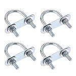 uxcell Round U-Bolt 1.06"(27mm) Inner Width 53mm Length Steel M6 with Nut, Plate, Washer 4 Sets