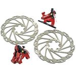 Juin Tech F1 Hydraulic Flat mount Road CX Disc Brake set 160mm with Rotor,Red, JT1908