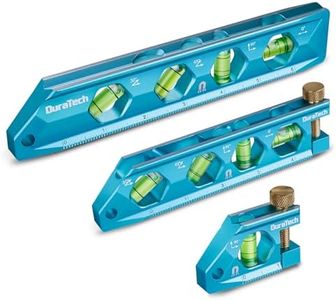 DURATECH 3-Piece Level Tool Set, Magnetic Torpedo Level Included 2.5", 6.25", 8" Level with 0°/30°/45°/90° Bubbles, V-Groove, Large Viewing Window, Aluminium Alloy Construction, SAE and Metric Scale