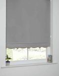 Emma Barclay Scalloped Roller Blind - Child Safe Blind with Adjustable Cord and Scalloped Edge Detailing in Grey - Width 120 x Drop 165cm