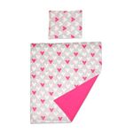 Baby Comfort 2 Piece Duvet Cover & Pillowcase 80x70 cm Set for Crib, Cradle or Pram (Pink Hearts)