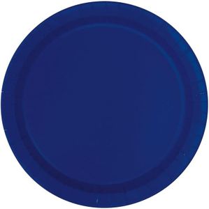 Unique- Platos de Papel Ecológicos-18 cm Azul Marino-20 Unidades (Paquete de 1), Color navy blue (30948EU)