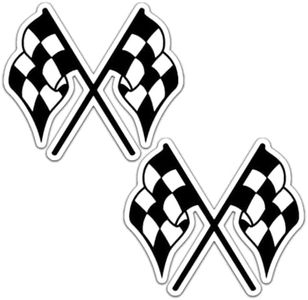 Checkered Flags Vinyl Decal Sticker ( 2 Pack!!! ) | Yeti Tumbler Cup Ozark Trail RTIC Orca | Decals Only! Cup not Included! | Black | 2 - 3 X 2.6 inch | KCD1796