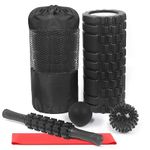 Foam Roller,IIQ Foam Rollers for Back and Legs 6 in 1 Foam Roller Massage Set Includes Muscle Roller Stick, Stretching Strap, Plantar Fasciitis Balls, All in Carry Bag