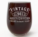 Vintage 2003 Etched 17oz Stemless Wine Glass - 21st Birthday Gifts for Women - Cheers to 21 Years Old - 21st Decorations for her - Best Engraved Wine Gift Ideas for Women - Mom Grandma 2.0