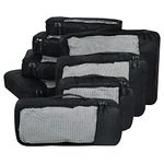 FATMUG Packing Cubes Travel Pouch Bag Organiser Set of 8 (2 x Large, Medium, Small and Slim) - Black(Polyester)