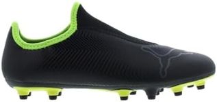 Puma Boys Finesse Laceless FG Football Boots Black/FluYellow 2 UK