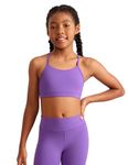 CRZ YOGA Butterluxe Girls Sports Bra - Spaghetti Strap Y Back Training Bras for Teens Racerback Yoga Bra Comfort Crop Top Royal Lilac Medium