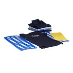 Relaxdays Clothes Folding Board, Set of 2, T-Shirt Folder XXL, Laundry Organiser, Kids & Adults, Blue/Yellow