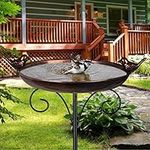 DREAMSOUL Outdoor Garden Bird Bath Metal Bird Baths Cast Iron Birdbath with Metal Stake Tall Bird Bath for Yard Garden Decor（Dia - 10inch）