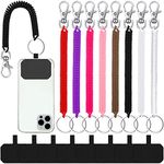 8 Sets Phone Lanyard Tether with Patch Lasso Strap and Phone Case Anchor Retractable Cell Phone Belt Lanyard Cell Phone Anti Theft Strap Smartphone Harness for Skiing Compatible with Most Smartphones