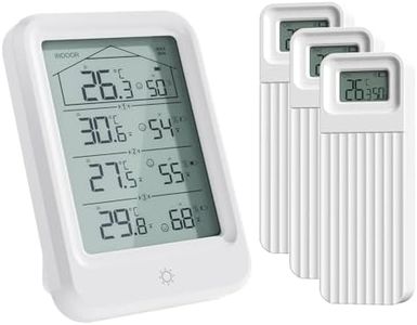 Digital Indoor Outdoor Thermometer & Hygrometer, 400FT Wireless Temperature Humidity Meter Monitor,1 Receiver 3 Sensor Inside/Outside Temp/RH Gauge for House,Home Room,Garage,Patio,Baby Nursery,Office